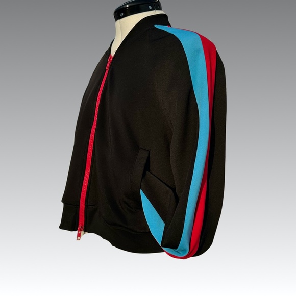 FASHION NOVA Track Jacket Crop Stripe Black Red Blue Y2K Street Small S - Picture 3 of 7